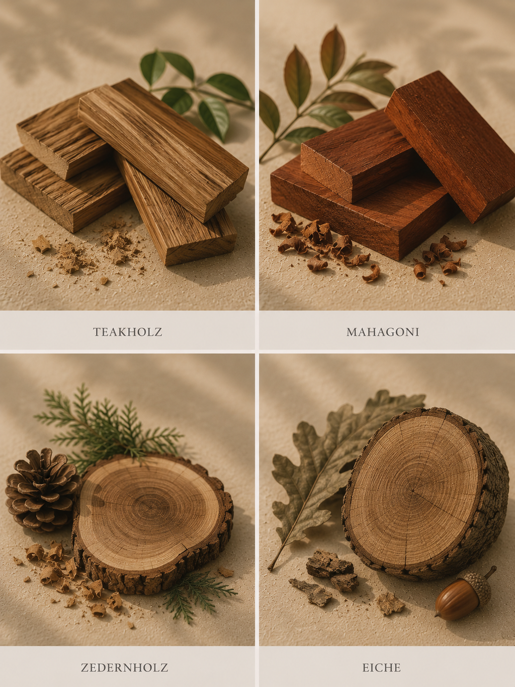 Duftnoten visuell Duftkerze Teak Mahagoni eiche