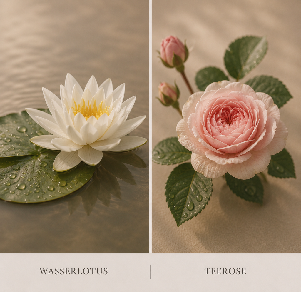 Duftnoten visuell Wasserlotus rose duftkerze be calm wellnesskerze