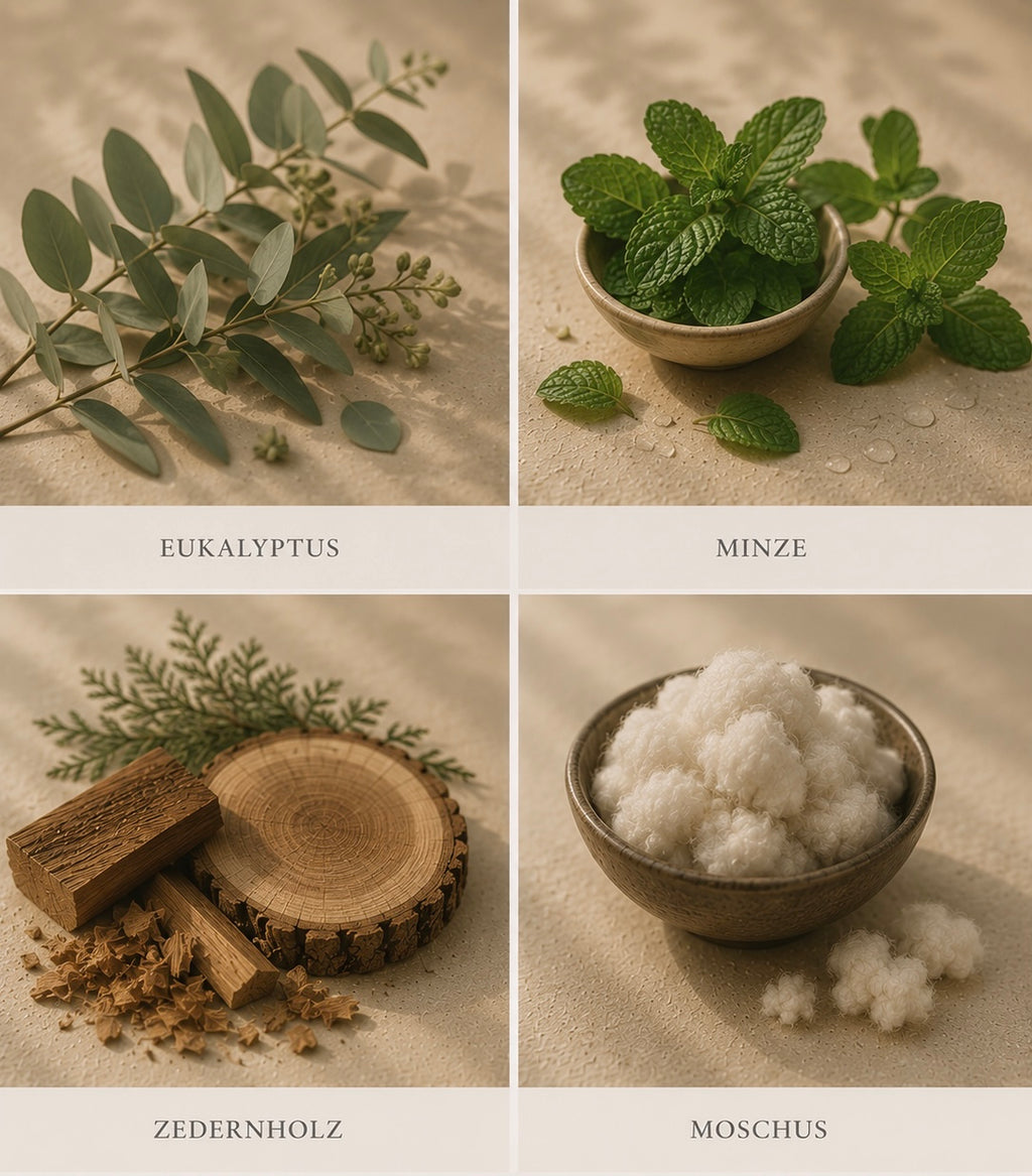 Duftnoten visuell eukalyptus Minze Zederholz Moschus Duftkerze