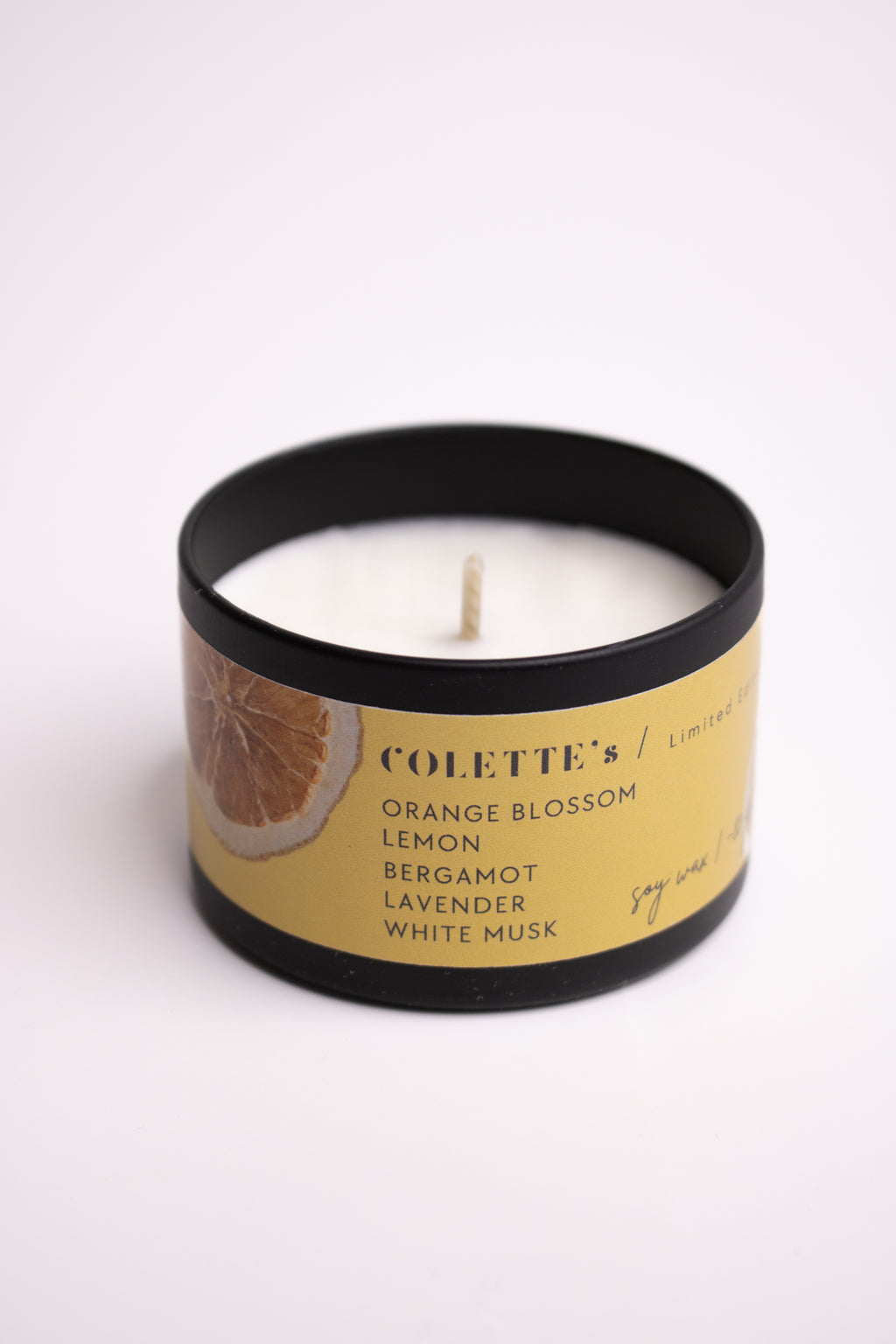Sojawachs Duftkerze 80gr Duft Orangenblüte Zitrone Bergamotte Sonnencreme limitierte Edition silikonfrei parabenfrei handgegossen 20h Brenndauer