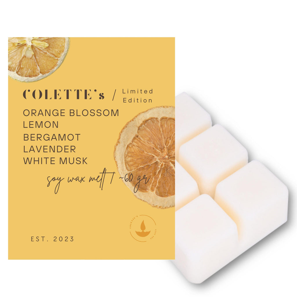 Sojawachs Wax Melt Tart limitierte Sommer edition Orangenblüte Lavendel Zitrone Bergamotte Sonnencreme 60Gr silikonfrei parabenfrei in clam shell verpackt