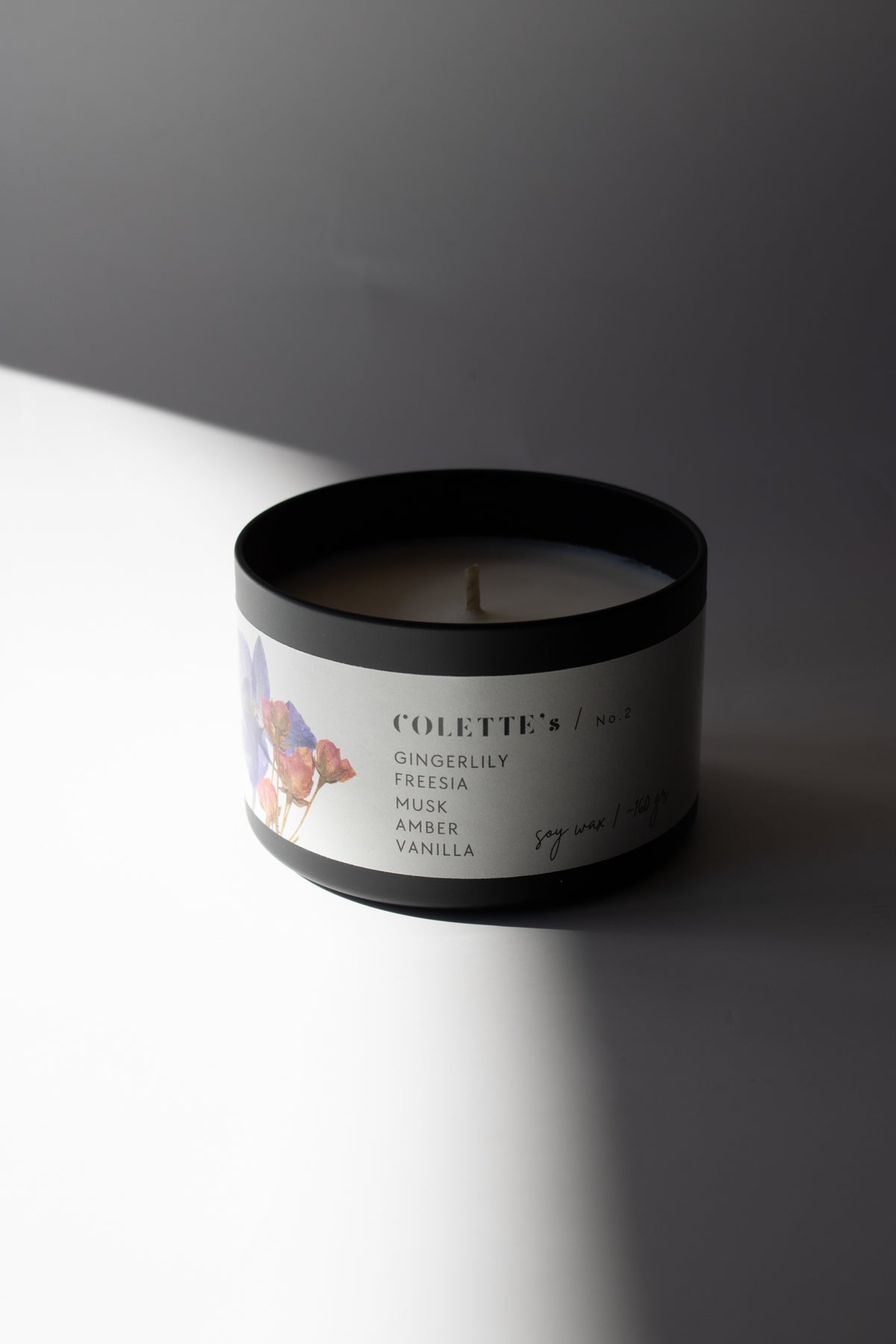 duftkerze colette's mit Ingwer lilie Freesie und Vanille mit Baumwolldocht 80gr 25h brennddauer 