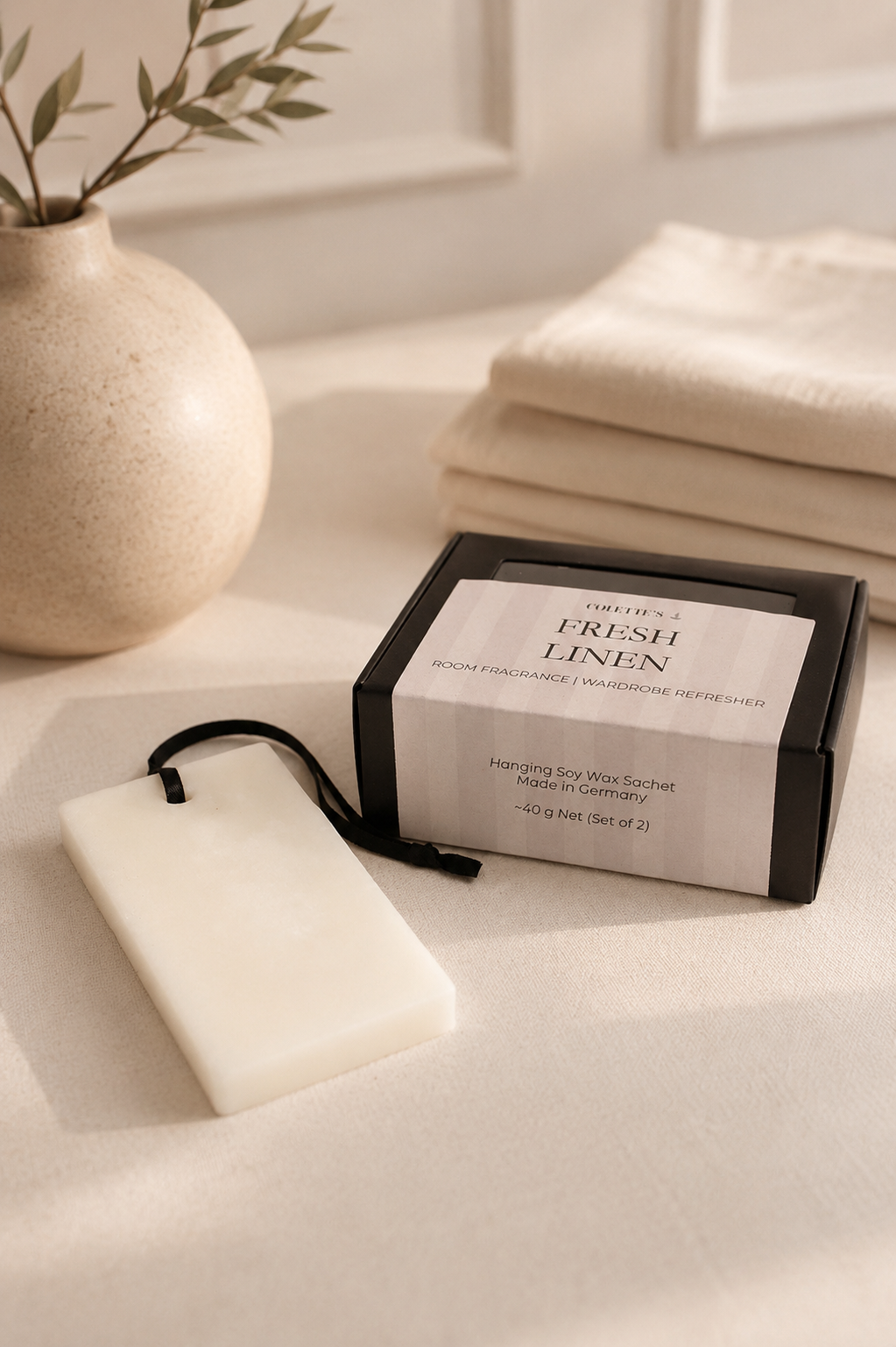 hanging wax sachet raumduft frische wasche fresh linen silikonfrei parabenfrei 2er set sojawachs 